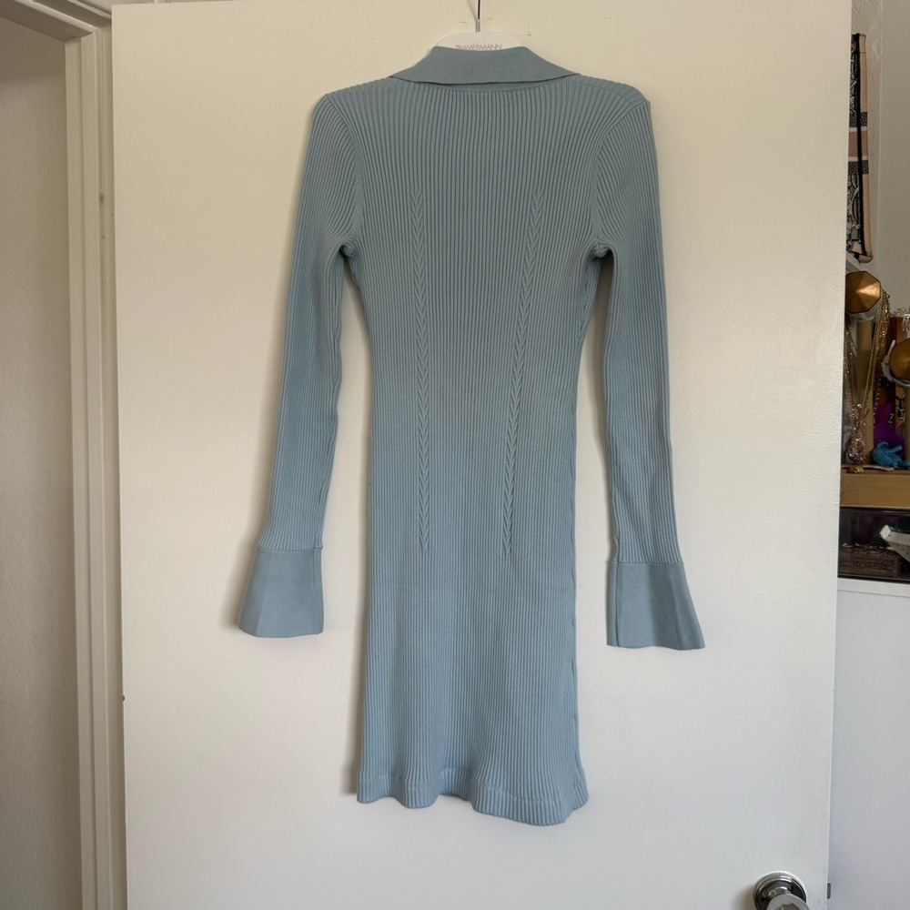 Favorite Daughter Light Blue Ribbed Button-Front Knit Dress - Picture 3 of 4